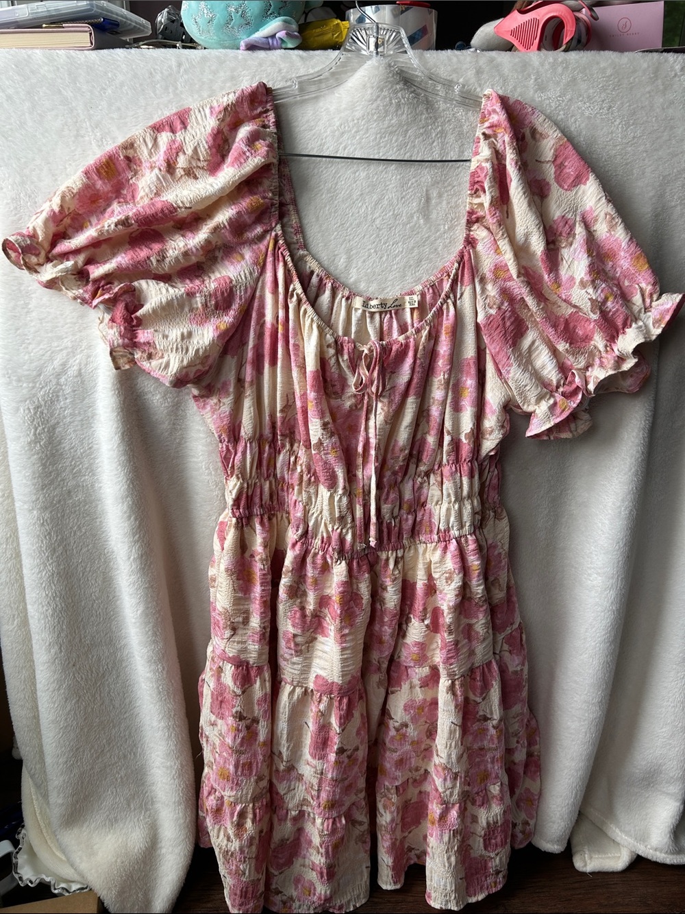 Liberty Love 3xL puff sleeve and tierd skirt dress NWOT